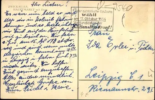 Ak Zwickau in Sachsen, Hauptmarkt mit Dom