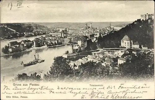 Ak Passau in Niederbayern, Panorama