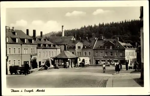 Ak Thum im Erzgebirge Sachsen, Markt