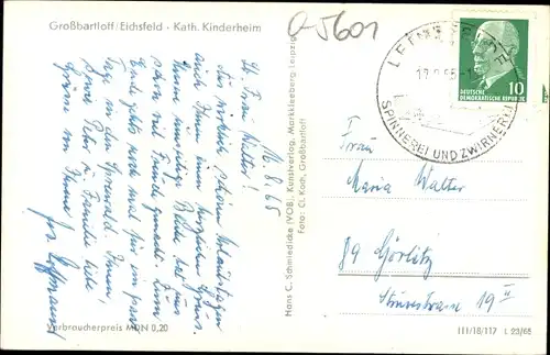 Ak Großbarthloff Eichsfeld, Katholisches Kinderheim, Frontansicht, Balkon