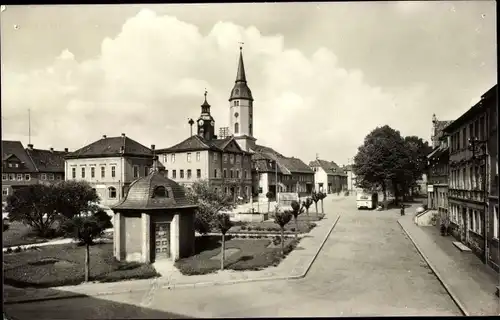 Ak Bürgel in Thüringen, Blick auf den Karl Marx Platz und das Rathaus