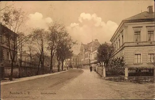 Ak Auerbach im Vogtland, Bahnhofstraße