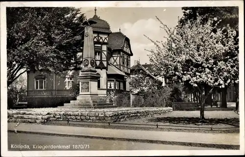 Ak Kölleda in Thüringen, Blick zum Kriegerdenkmal 1870/71
