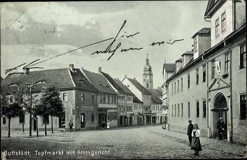 Ak Buttstädt in Thüringen, Topfmarkt mit Amtsgericht