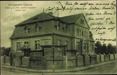 Ak Cölleda Kölleda in Thüringen, Kinderheim, Stiftung von Karl und Fritz Feistkorn, erbaut 1910