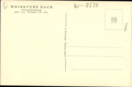 Ak Erlangen in Mittelfranken Bayern, Weinstube von Julius Kach, Weinkeller, Engelstraße