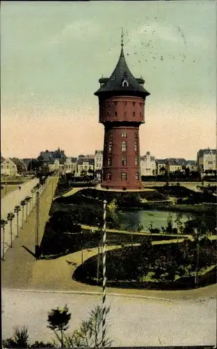 Ak Nordseebad Cuxhaven, Bahnhofstraße und Wasserturm