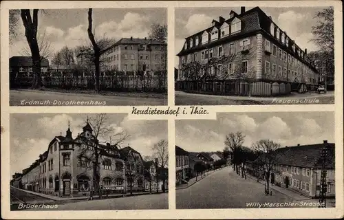 Ak Neudietendorf in Thüringen, Brüderhaus, Frauenschule, Erdmuth-Dorotheenhaus