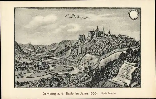 Künstler Ak Merian, Dornburg an der Saale Thüringen, Ort im Jahre 1650