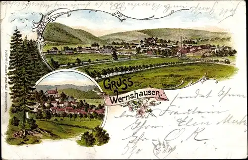 Litho Wernshausen Schmalkalden im Thüringer Wald, Gesamtansicht