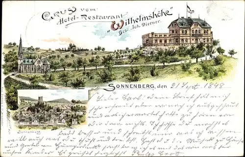 Litho Sonnenberg Wiesbaden in Hessen, Hotel-Restaurant Wilhelmshöhe