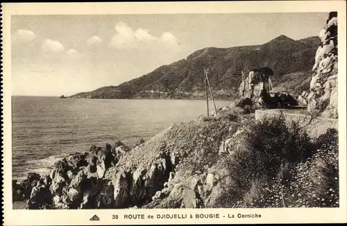 Ak Algerien, Route de Djidjelli a Bougie, la Corniche