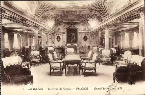 Ak Paquebot France, CGT, Grand Salon Louis XIV