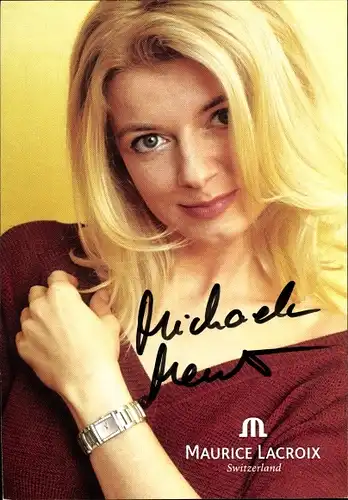 Ak Schauspielerin Michaela Merten, Portrait, Autogramm, Werbung, Maurice Lacroix, Armbanduhr
