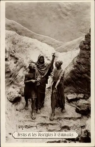 Ak Plastik von Domenico Mastroianni, Jesus et les disciples d'Emmaus