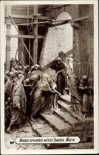 Ak Plastik von Domenico Mastroianni, Jesus rencontre salres Sainte Mere