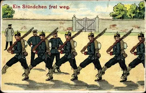 Ak Deutsche Soldaten mit Gewehren, Ein Stündchen frei weg