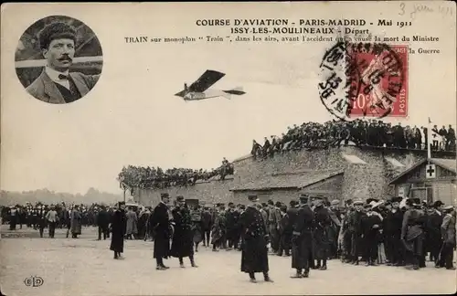 Ak Französisches Flugzeug, Course d'Aviation, Monoplan Train