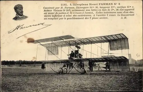 Ak Französisches Flugzeug, L'Aeroplane Henri Farman
