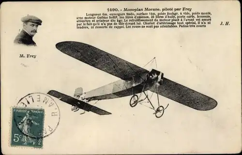 Ak Französisches Flugzeug, Monoplan Morane, pilote par Frey