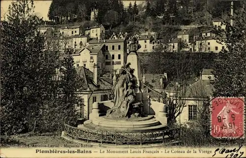 Ak Plombières les Bains Lothringen Vosges, Le Monument Louis Francais, Le Coteau de la Vierge