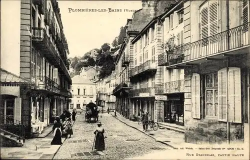 Ak Plombières les Bains Lothringen Vosges, Straßenpartie