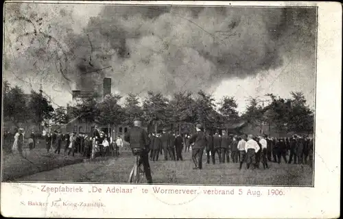 Ak Wormerveer Nordholland Niederlande, Brand der Seifenfabrik De Adelaar