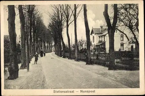 Ak Nunspeet Gelderland, Stationsstraat, Straße