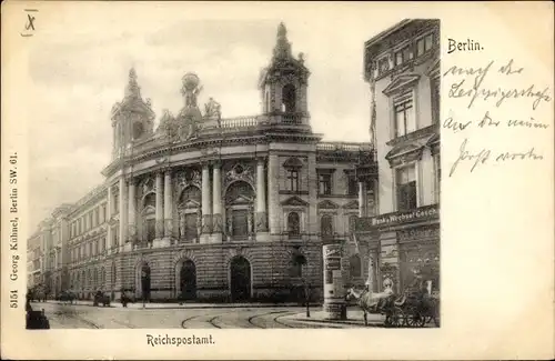 Ak Berlin Mitte, Reichspostamt, Straßenpartie