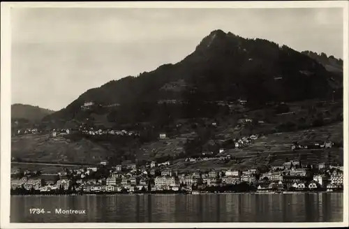 Ak Montreux Kanton Waadt Schweiz, Ortsansicht vom Wasser aus