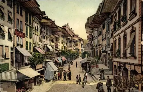 Ak Thun Kt. Bern Schweiz, Hauptgasse, Straßenansicht mit Geschäften