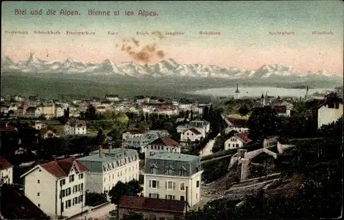 Ak Biel Bienne Kt Bern, Bienne et les Alpes, Ortsansicht mit Alpenpanorama