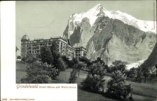 Ak Grindelwald Kanton Bern, Hotel Bären mit Wetterhorn