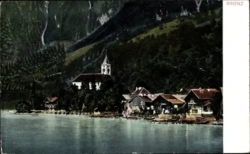 Ak Brienz Kt Bern, Wasserblick zum Ort, Kirche, Wald