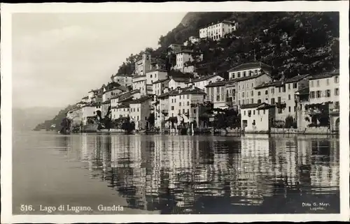 Ak Gandria Lago di Lugano Tessin Schweiz, Teilansicht der Stadt vom Wasser aus gesehen