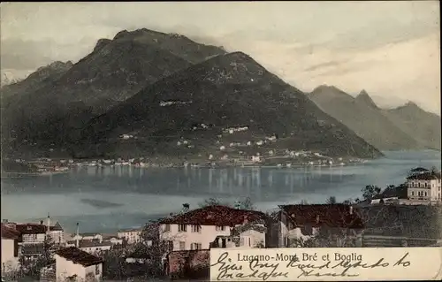 Ak Lugano Kanton Tessin Schweiz, Mont Bre et Boglia