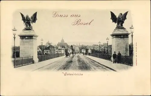 Ak Bâle Basel Stadt Schweiz, Wettssteinbrücke