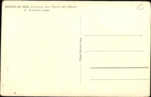 Ak Mayens de Sion Sitten Kanton Wallis, Pension des Plans, Außenansicht Gebäude, Terrasse, Bäume