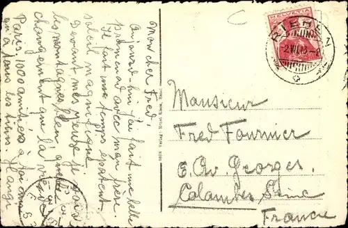 Ak St. Chrischona Halbkanton Basel-Stadt, Kirche, weidende Kühe