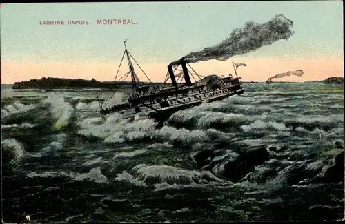 Ak Montreal Québec Kanada, Lachine Rapids, Dampfer, Stromschnellen