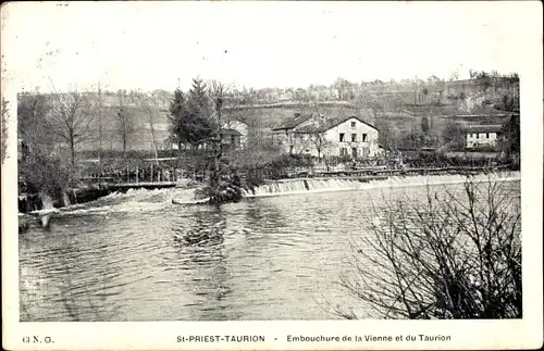 Ak Saint Priest Taurion Haute Vienne, Embouchure de la Vienne et du Taurion, Fluss