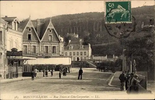 Ak Montivilliers Seine Maritime, Rue Thiers et Cote Carpentier