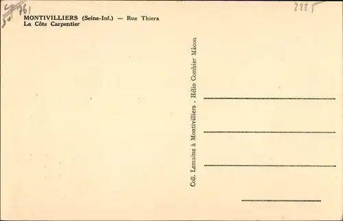 Ak Montivilliers Seine Maritime, Rue Thiers, La Cote Carpentier