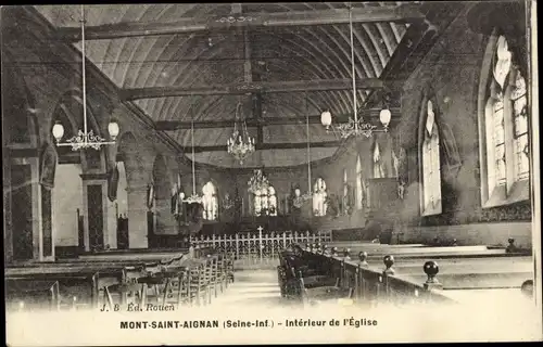 Ak Mont-Saint-Aignan Seine-Maritime, Interieur de l'Eglise, Kirche, Innenansicht