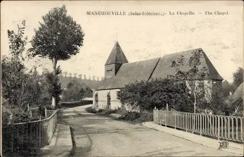 Ak Manehouville Seine Maritime, La Chapelle, Kirche, Außenansicht