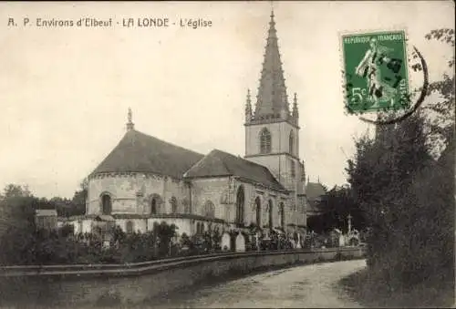 Ak La Londe Seine Maritime, Environs d'Elbeuf, L'Eglise, Kirche, Friedhof