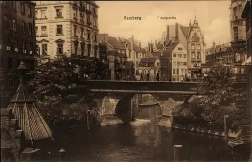 Ak Hamburg Mitte Altstadt, Fleetpartie, Brücke