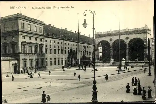 Ak München Bayern, Residenz und Feldherrnhalle