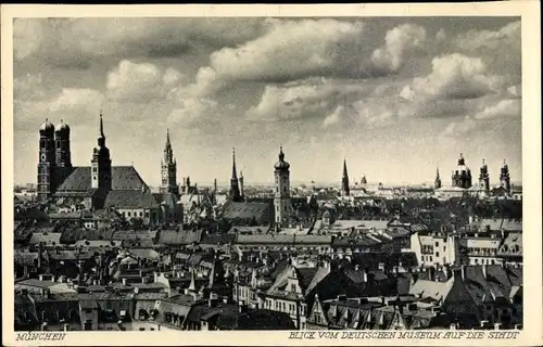 Ak München Bayern, Blick vom Deutschen Museum auf die Stadt