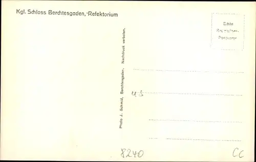 Ak Berchtesgaden in Oberbayern, Kgl. Schloss, Refektorium